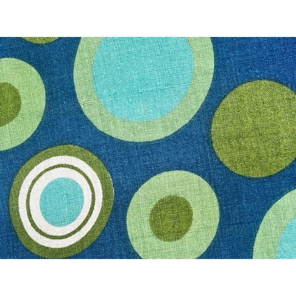 Blue & Green Circular Mandala Tablecloth 64.5x49.5 MCM Linen Event Dinner Party